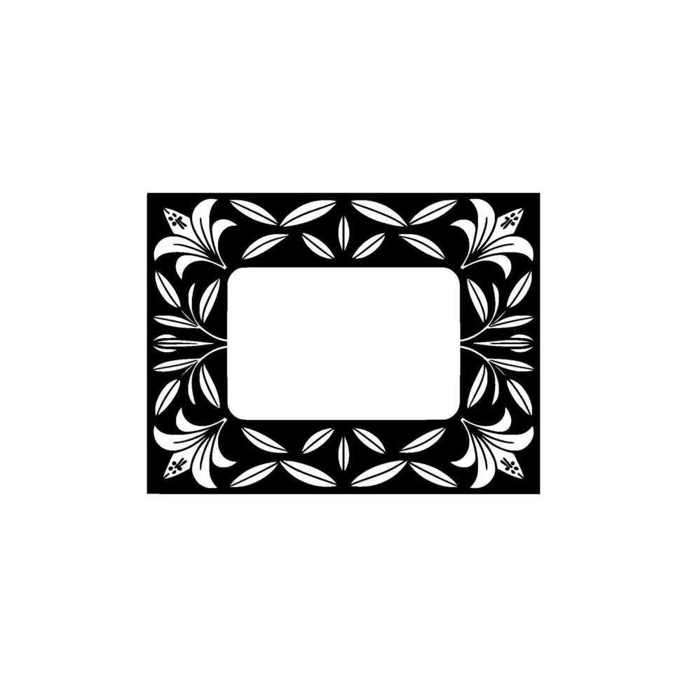 Floral Frame with Blank Space Black and White Botanical Illustration. vector