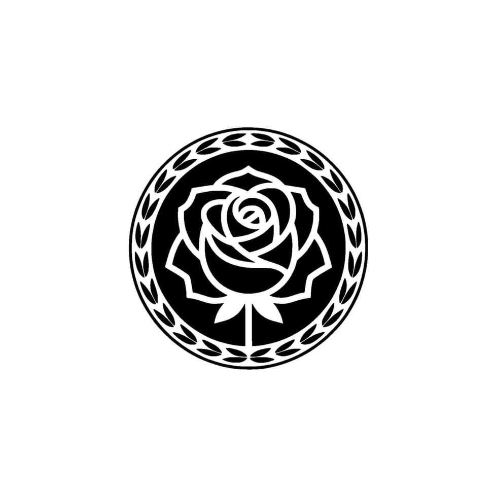 Minimalist Black Rose Emblem on White Background. vector