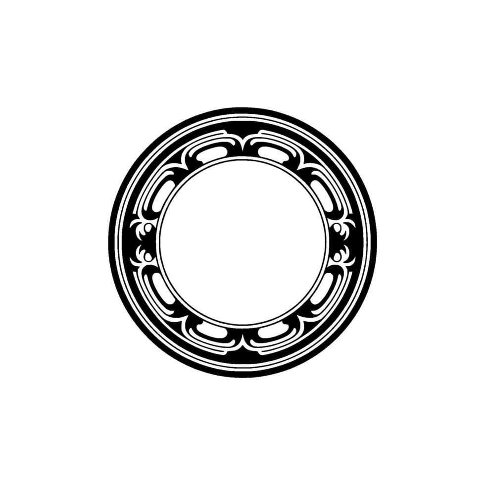 Elegant Black White Ornamental Circle , Isolated on White. vector