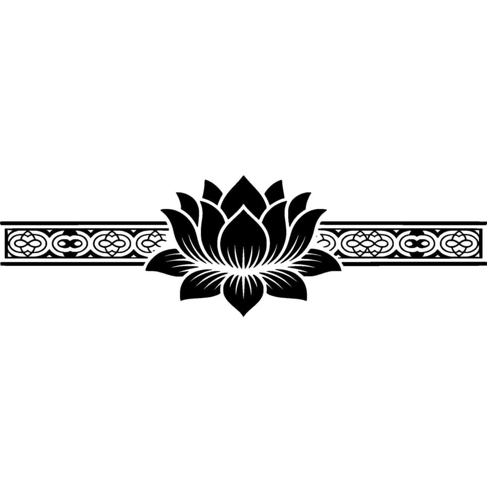 Lotus Blossom and Ornamental Border Illustration. vector
