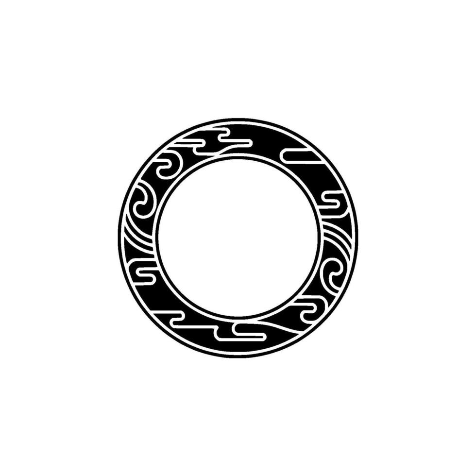 Abstract Black White Circular Ornament on White Background. vector