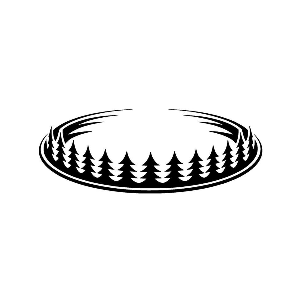 Minimalist Forest Ring Evergreen Trees, Simple. vector
