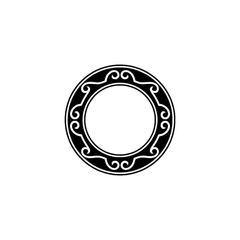 Ornamental Circle Frame in Black White, Decorative. vector