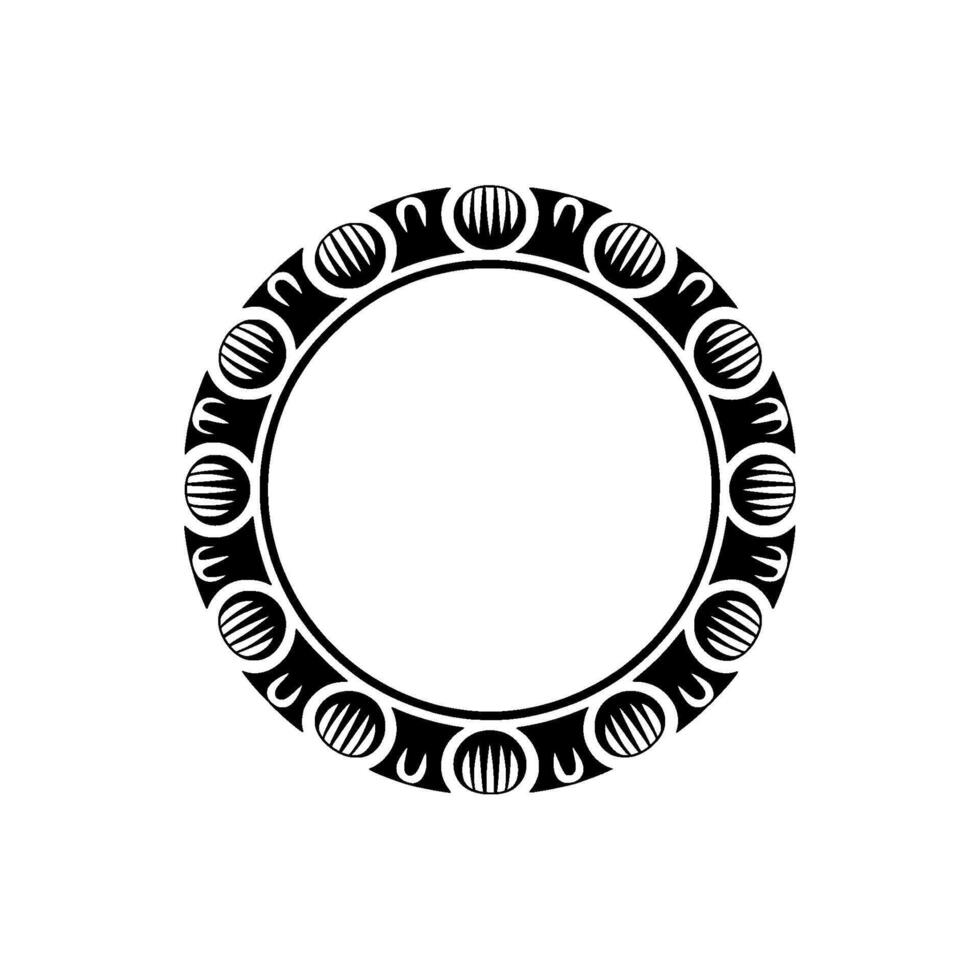 Minimalist Circle Ornament, Black White , Border, Decorative Frame. vector