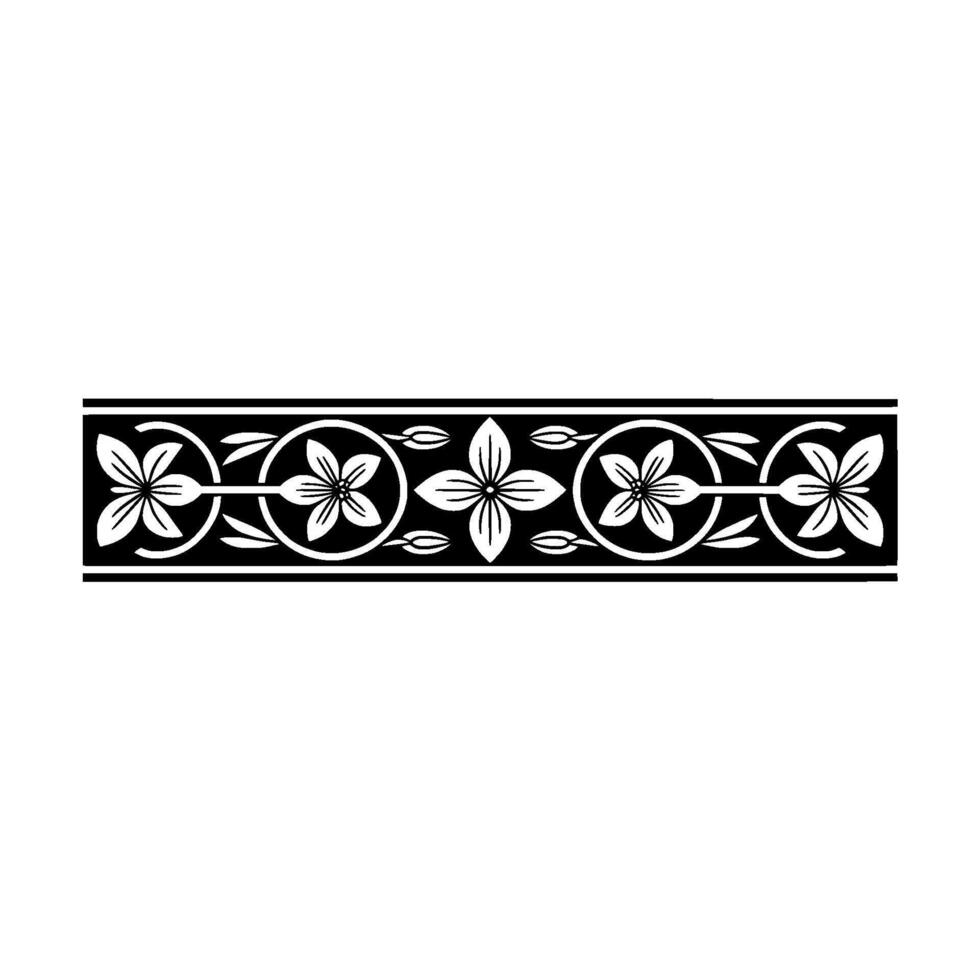 Floral Border , Monochrome, Repeating Pattern. vector
