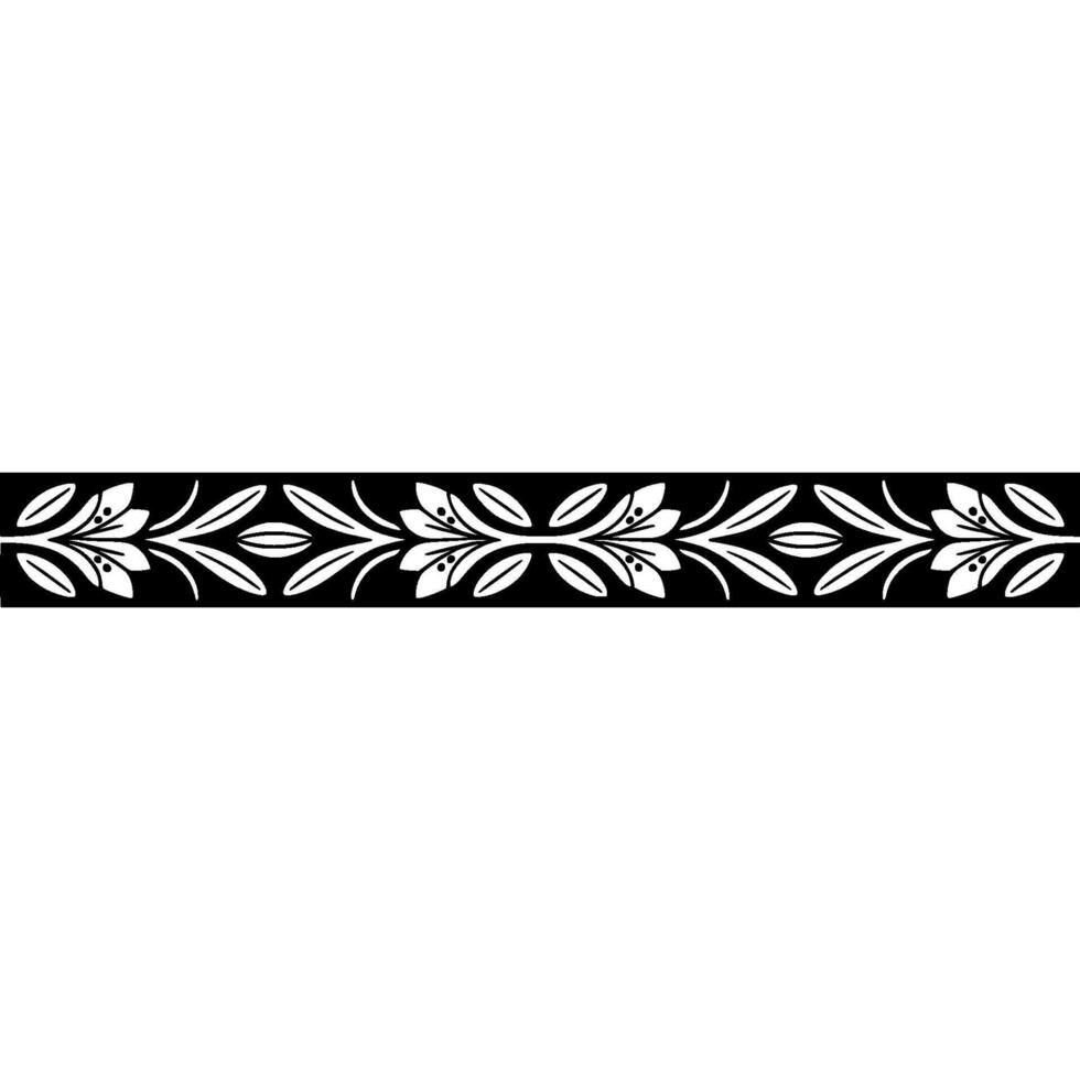 Elegant Floral Border in Black and White Decorative Element. vector