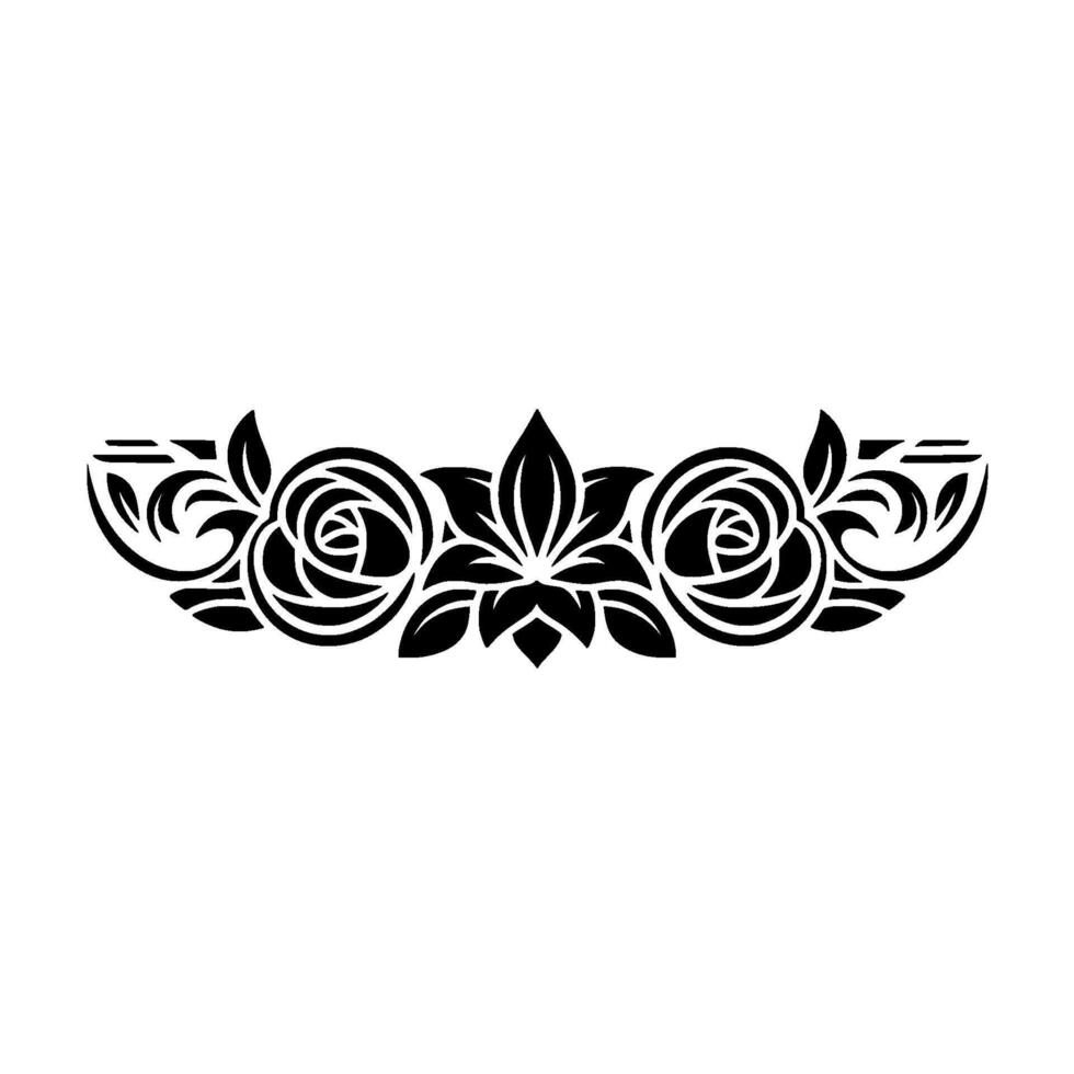 Elegant Black Floral Border, Illustration, Decorative Element. vector