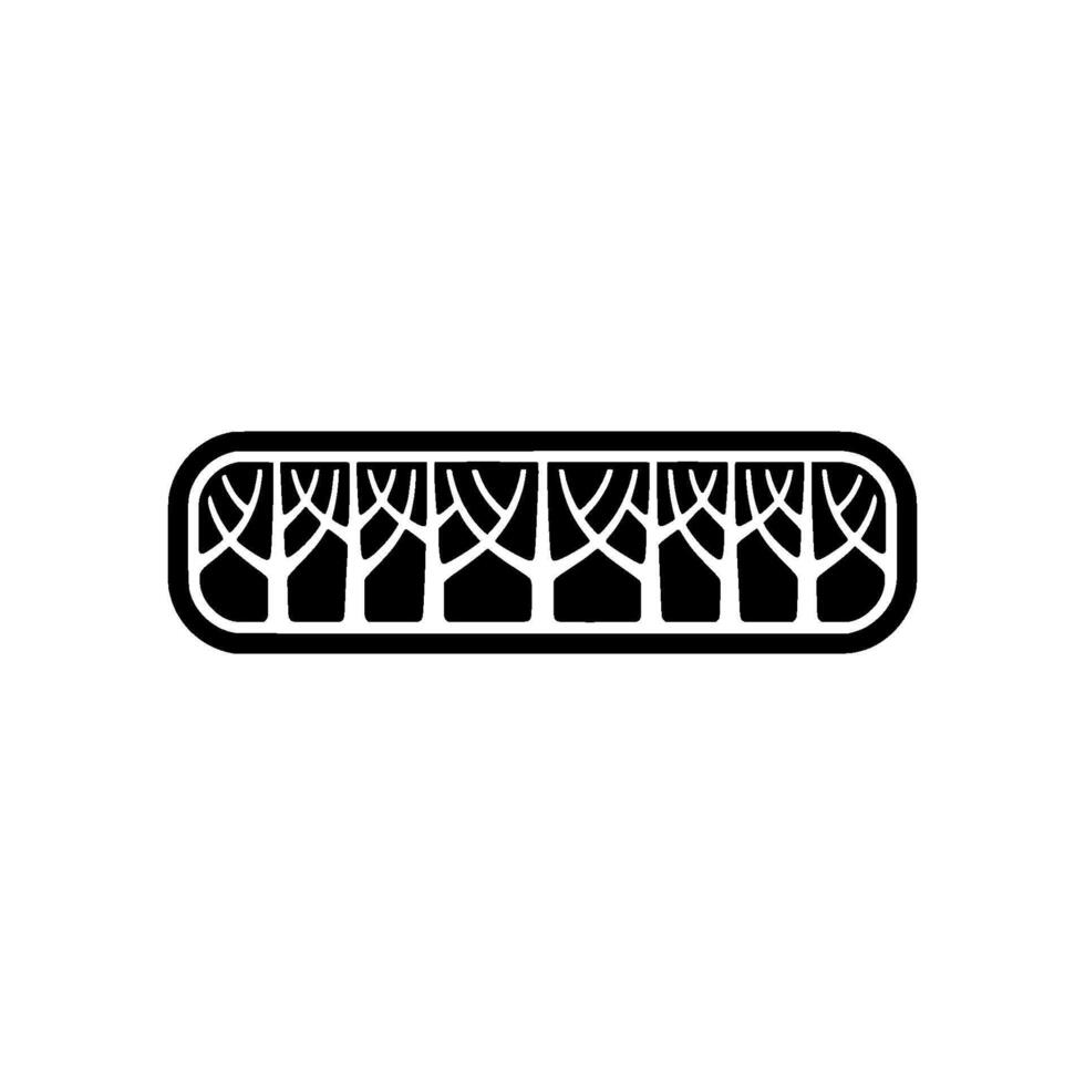Minimalist Forest Silhouette in Rectangular Frame. vector