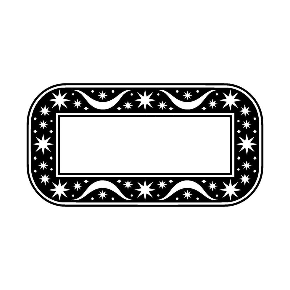 Celestial Frame Black White Star Border with Open Space. vector