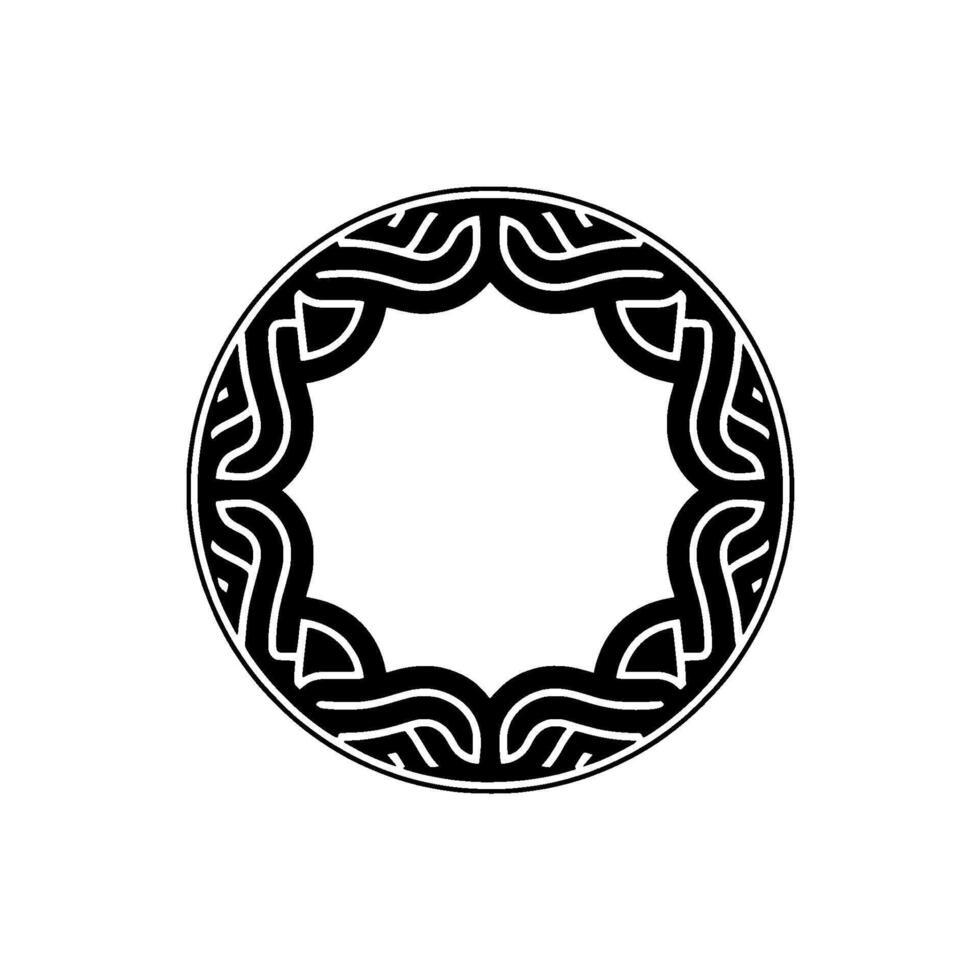 Ornate Black and White Circular Frame , Minimalist Style. vector