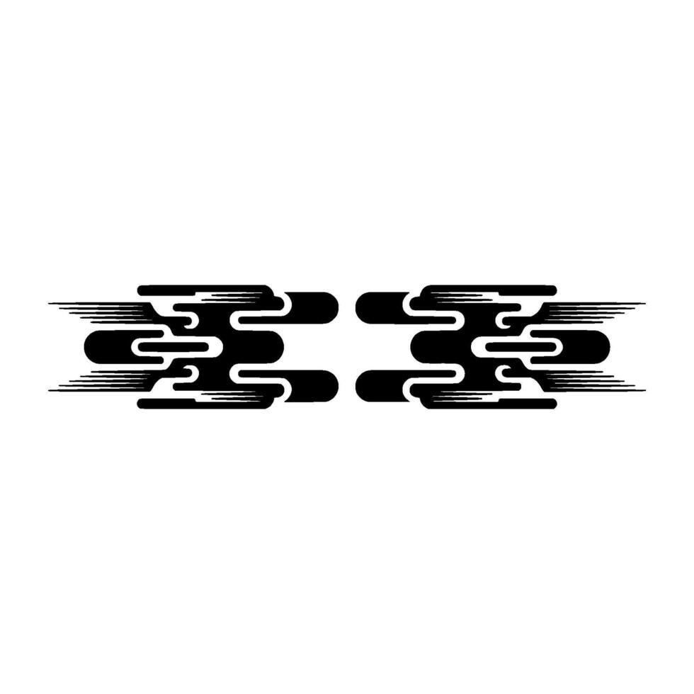 Modern Japanese-Inspired Symmetrical Black Cloud Shapes. vector