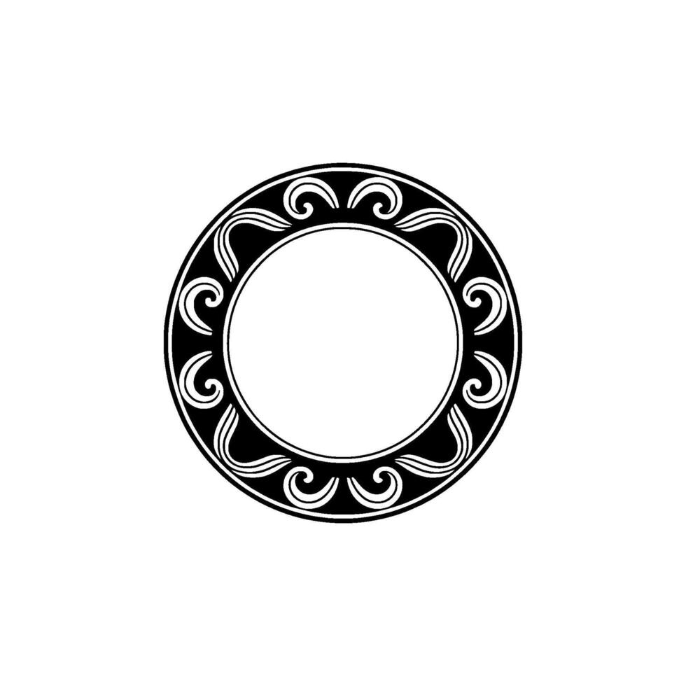 Elegant Circular Ornament with Swirl on White Background. vector
