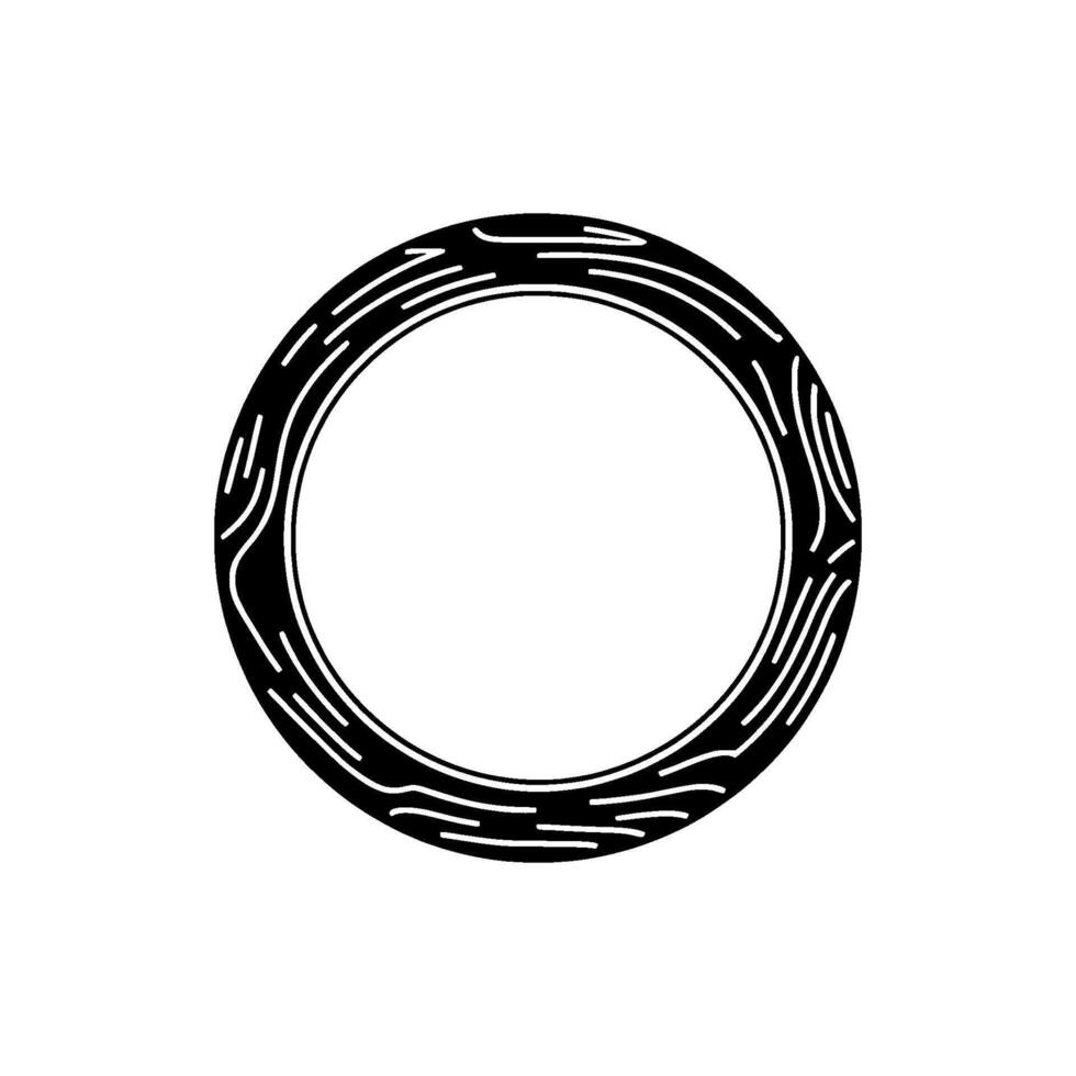 Black Abstract Ring Ornament on White Background. vector