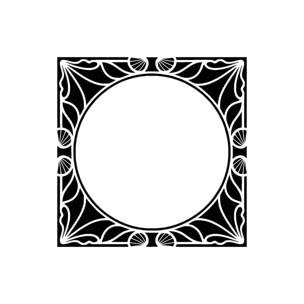 Art Deco Frame, Black and White Decorative Border, Elegant Element. vector