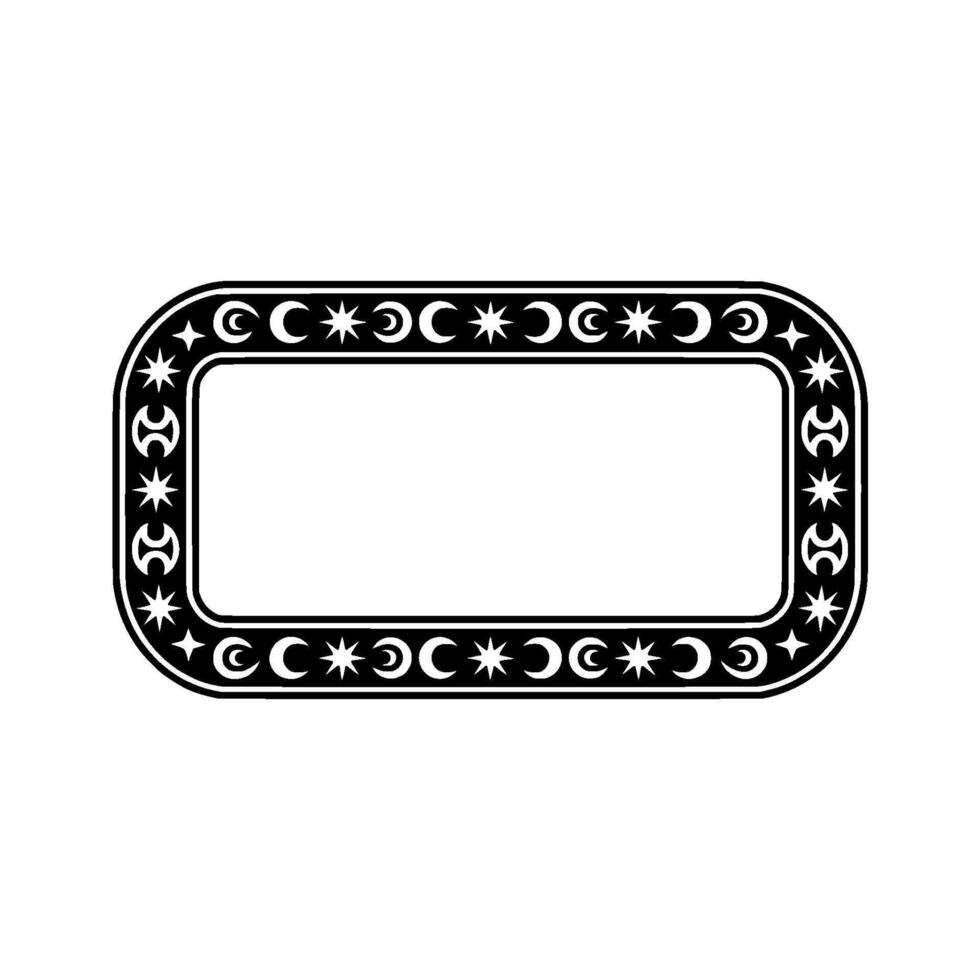Celestial Frame Black and White Lunar , Decorative Element. vector