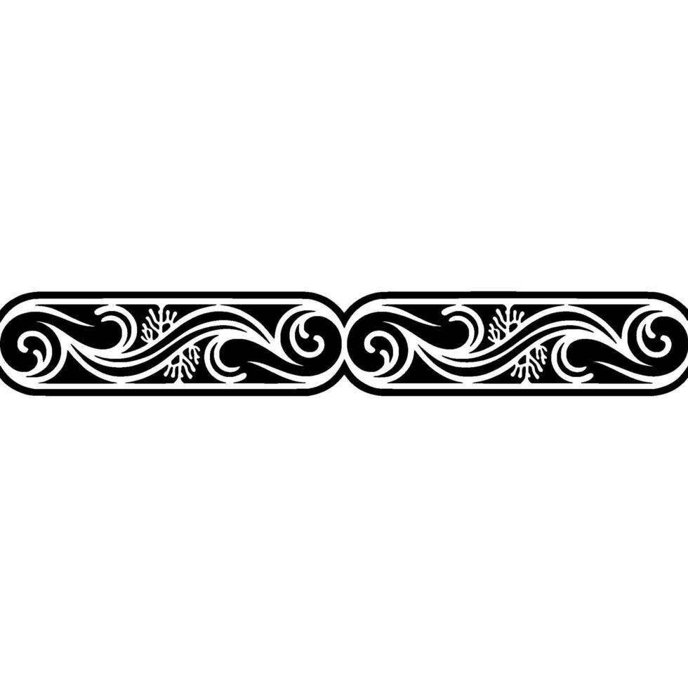 Elegant Black and White Scroll Ornament, Decorative Element. vector