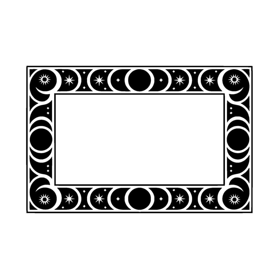 Celestial Frame Moon, Stars, and Circle Border. vector