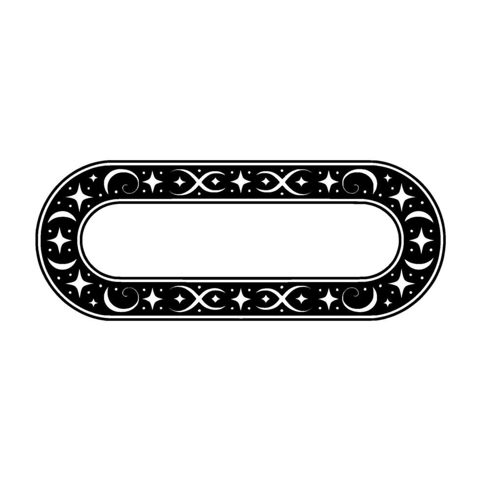 Ornate Black White Oval BorderFrame, Decorative Element. vector