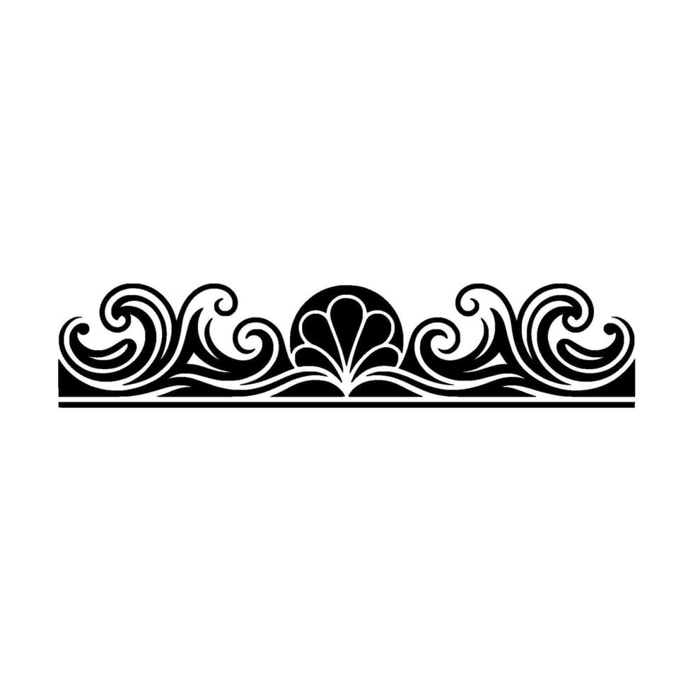Decorative Swirl Border Element in Black and White, Minimalist. vector