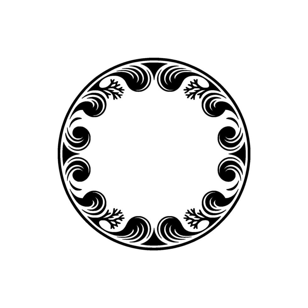 Elegant Black White Circular Ornament Element. vector