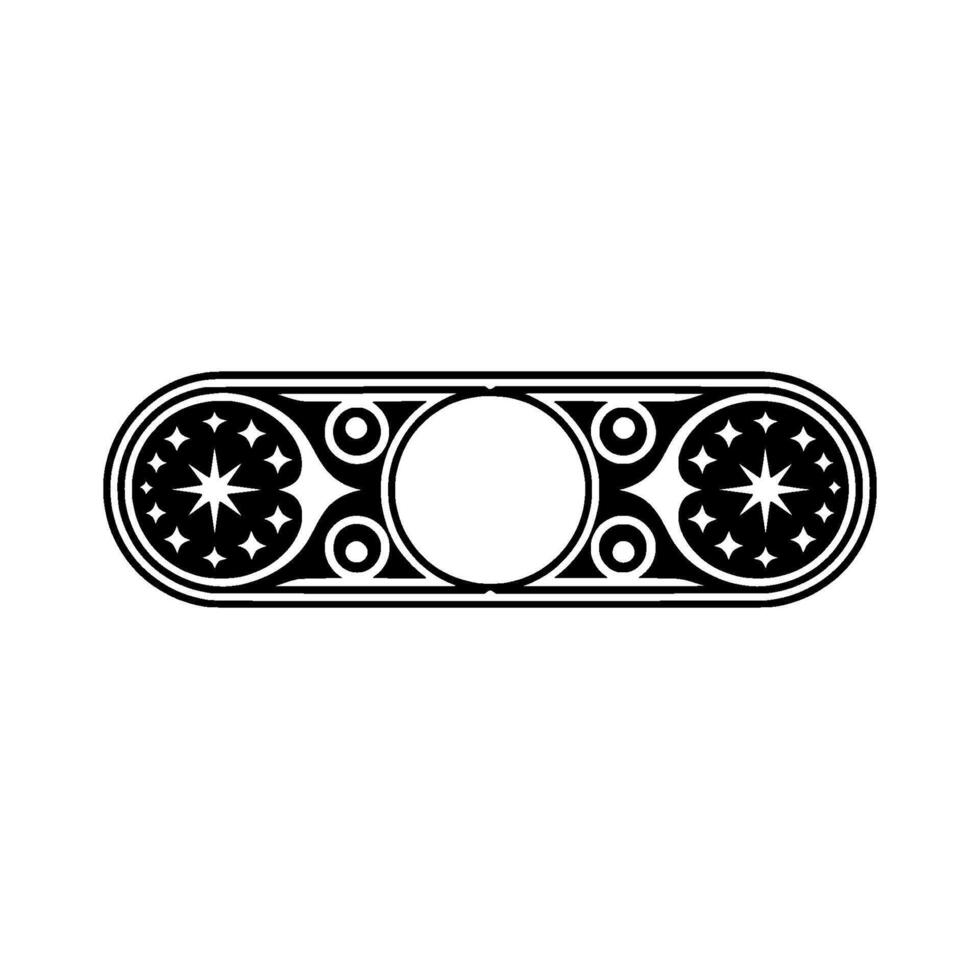 Geometric Black White Ornament with Stars and Circles. vector