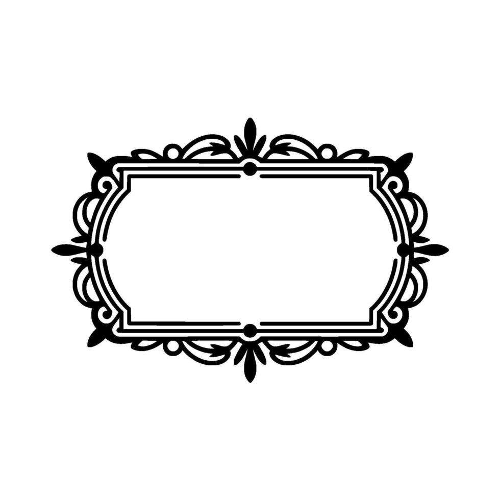 Elegant Black Frame on White Background Decorative Element. vector