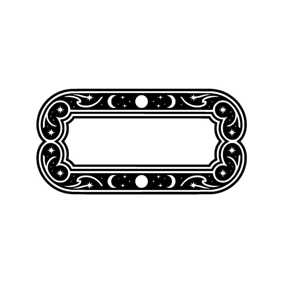 Celestial Frame Illustration, Elegant Ornament with Stars Moons, Minimalist. vector