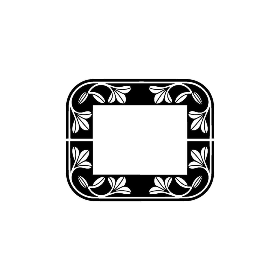 Elegant Floral Frame , Black and White Decorative Ornament, Template for Text. vector