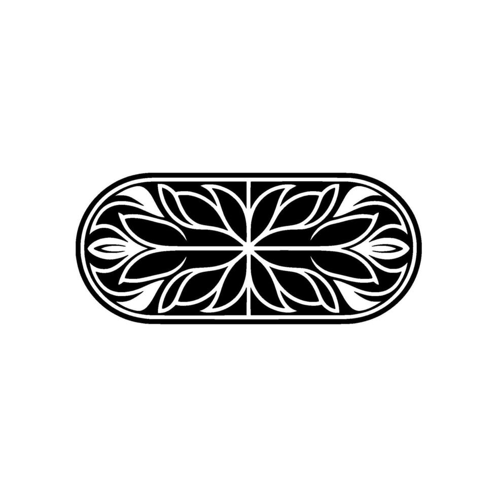 Elegant Floral Pattern in Oval Frame - Decorative. vector