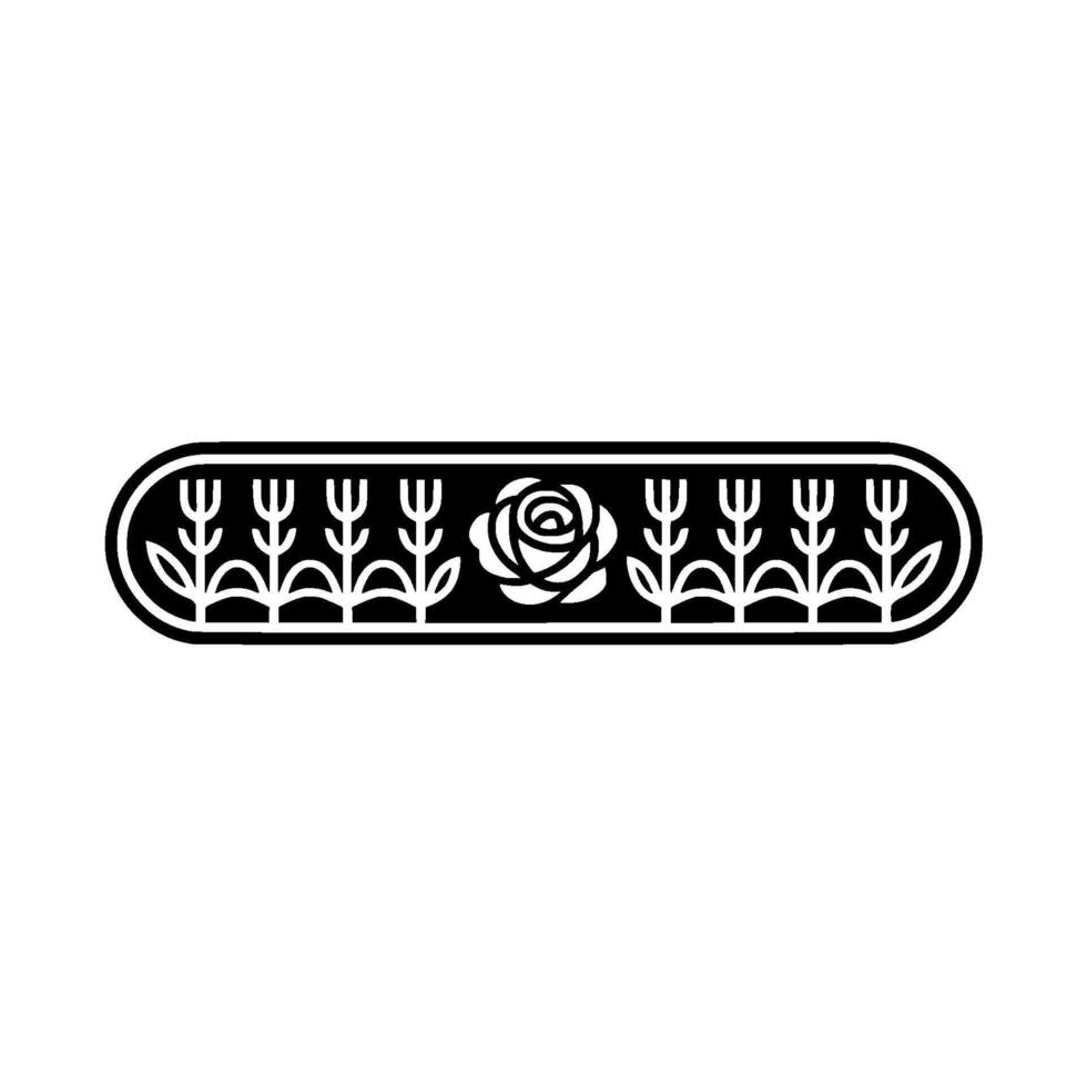 Elegant Floral Border Ornament, Black and White - . vector