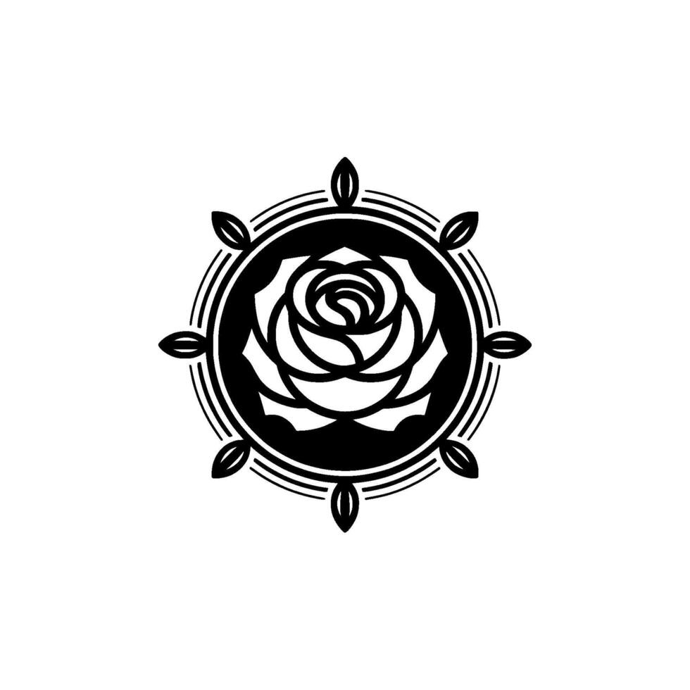 Geometric Black Rose on White Background. vector