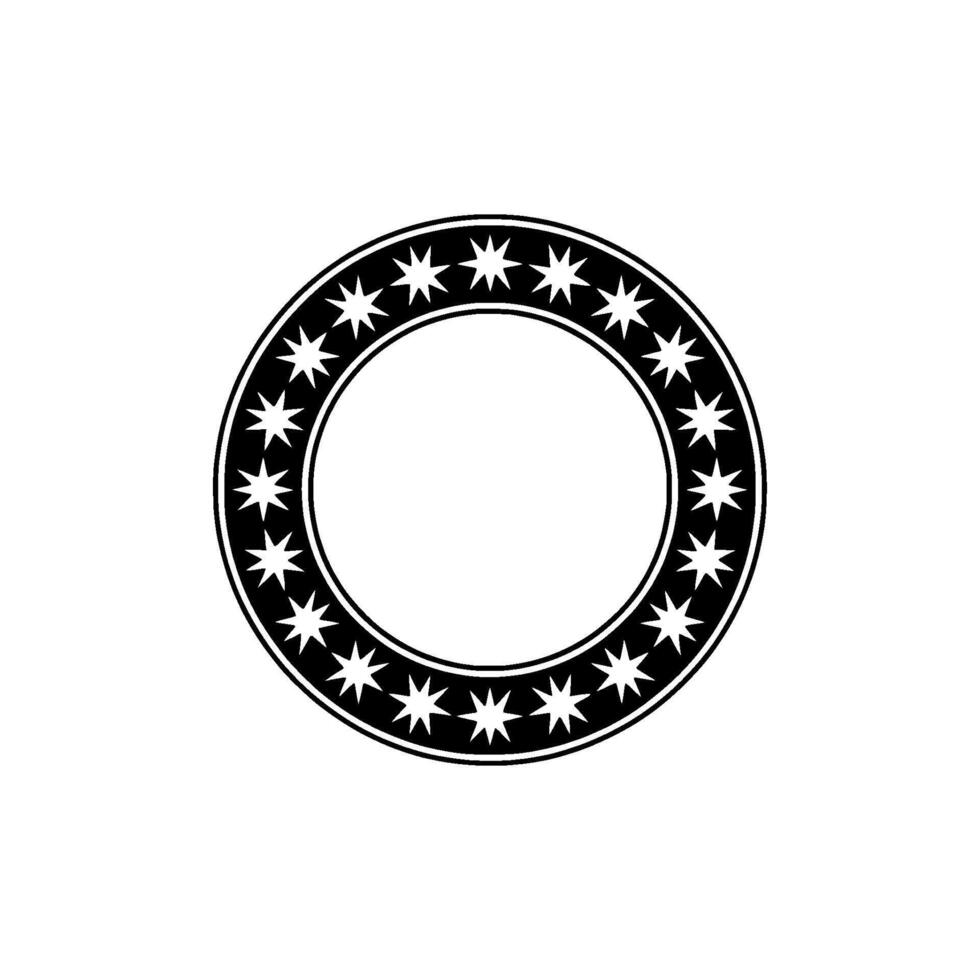 Star Circle Emblem Minimalist Black White. vector