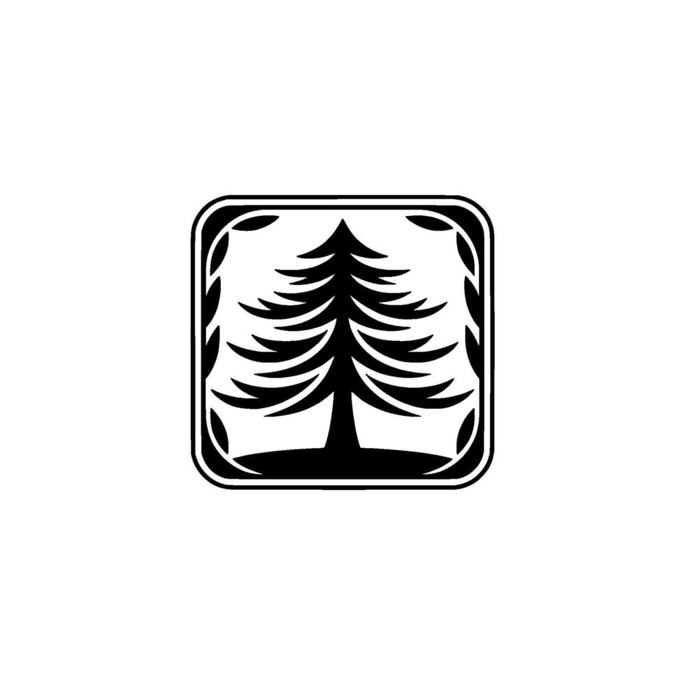 Minimalist Evergreen Tree Badge. vector