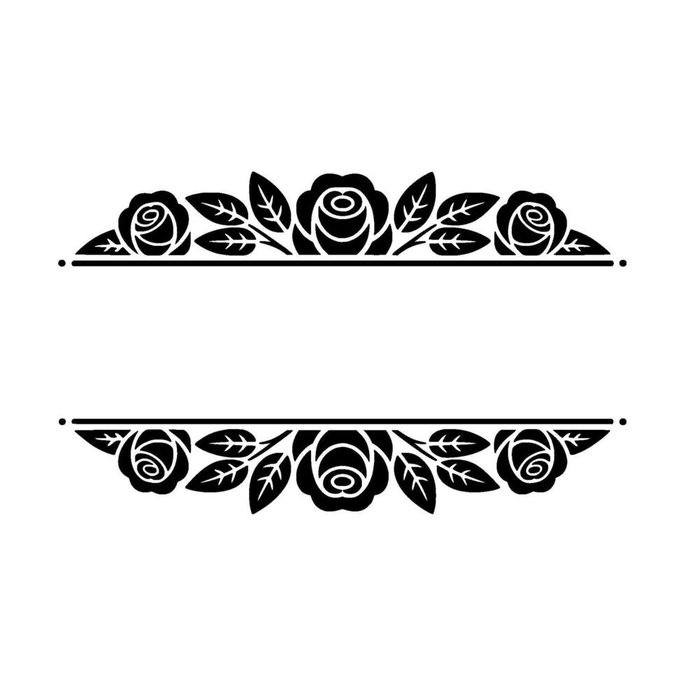 Elegant Black Rose Border Frame, Illustration. vector