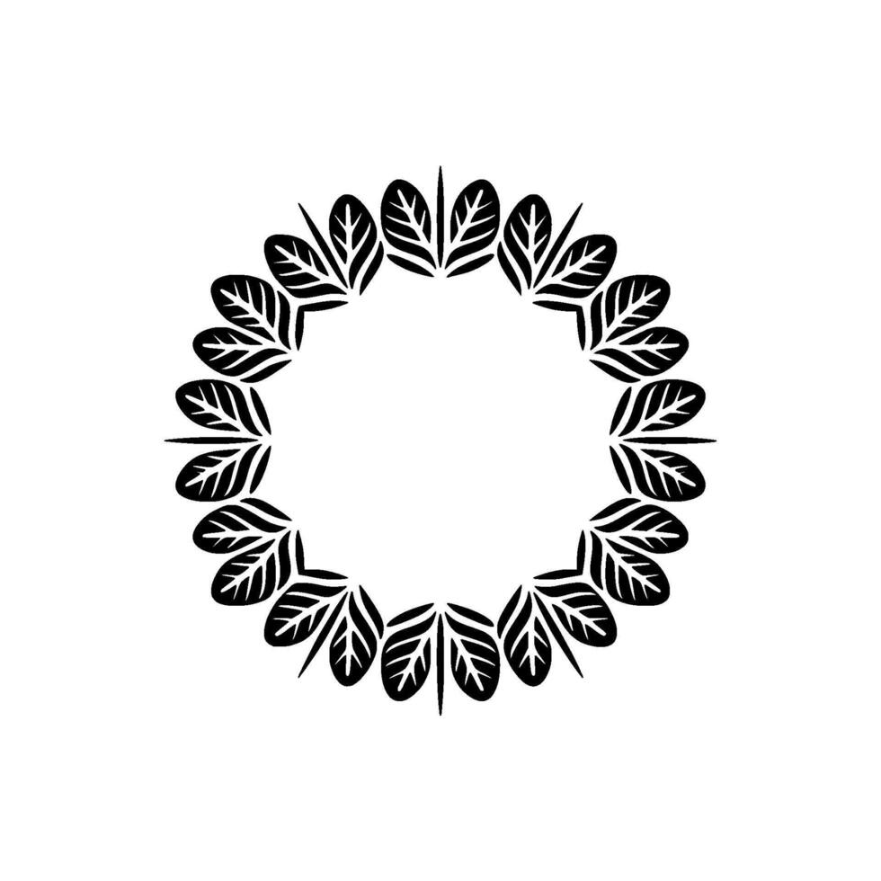 Black Leaf Circle on White Background. vector