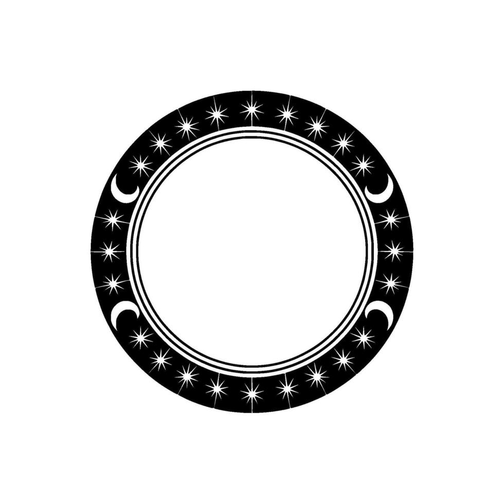 Celestial Circle Stars, Moons, and Minimalist Aesthetic. vector