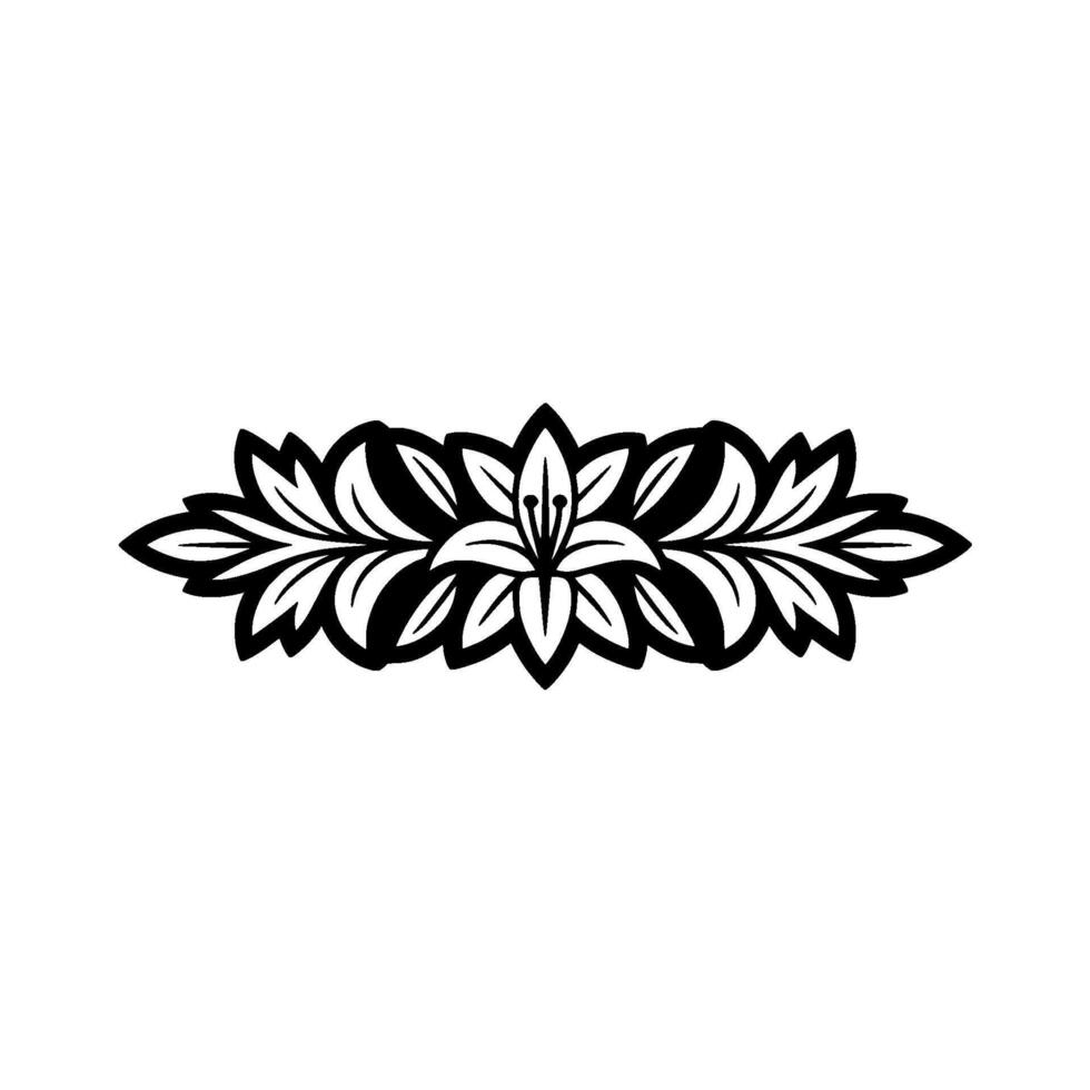 Elegant Black Lily Leaf Floral on White Background. vector