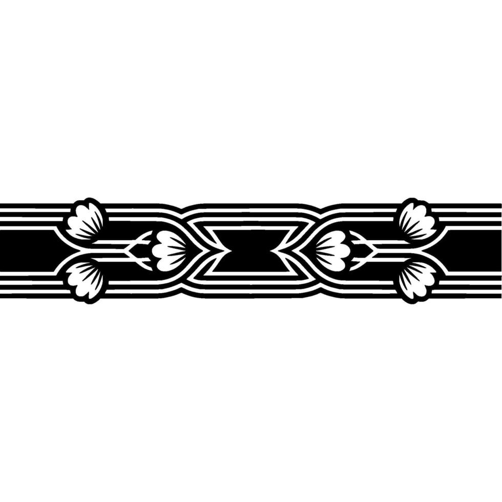 Elegant Black White Floral Border - Modern Decorative Element. vector