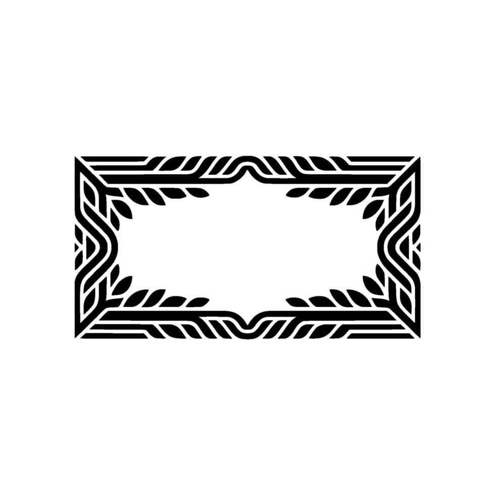 Decorative Black White Border Frame, Leafy , Elegant Style. vector