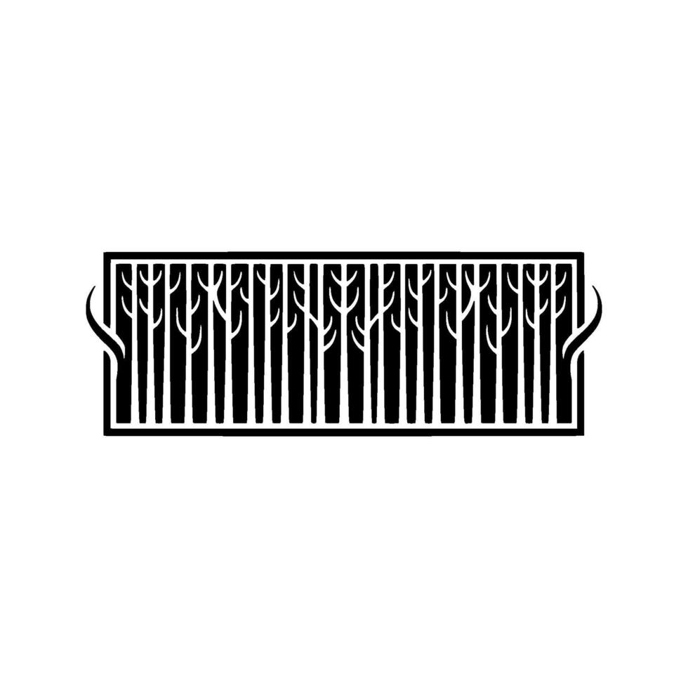 Minimalist Forest Silhouette, Black and White. vector