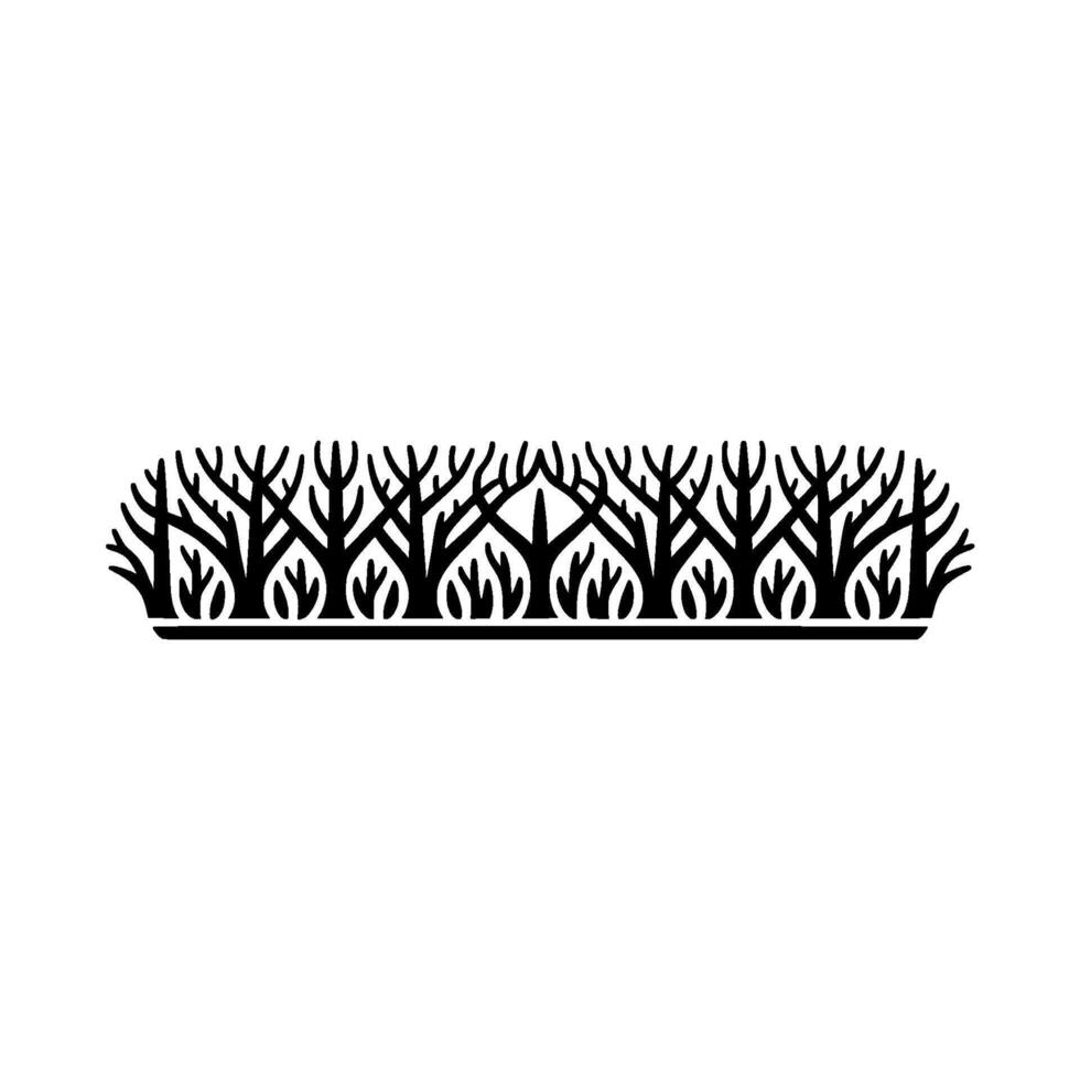 Black Forest Border Illustration, Minimalist , Decorative Element. vector