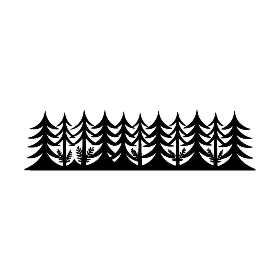 Minimalist Black Forest Silhouette on White Background - . vector