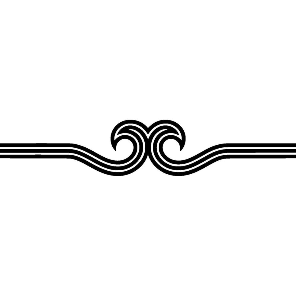 Abstract Black Lines Swirl Ornament on White Background. vector