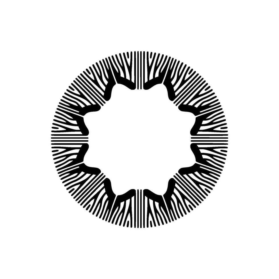 Abstract Black and White Circular Ornament, Modern Minimalist. vector