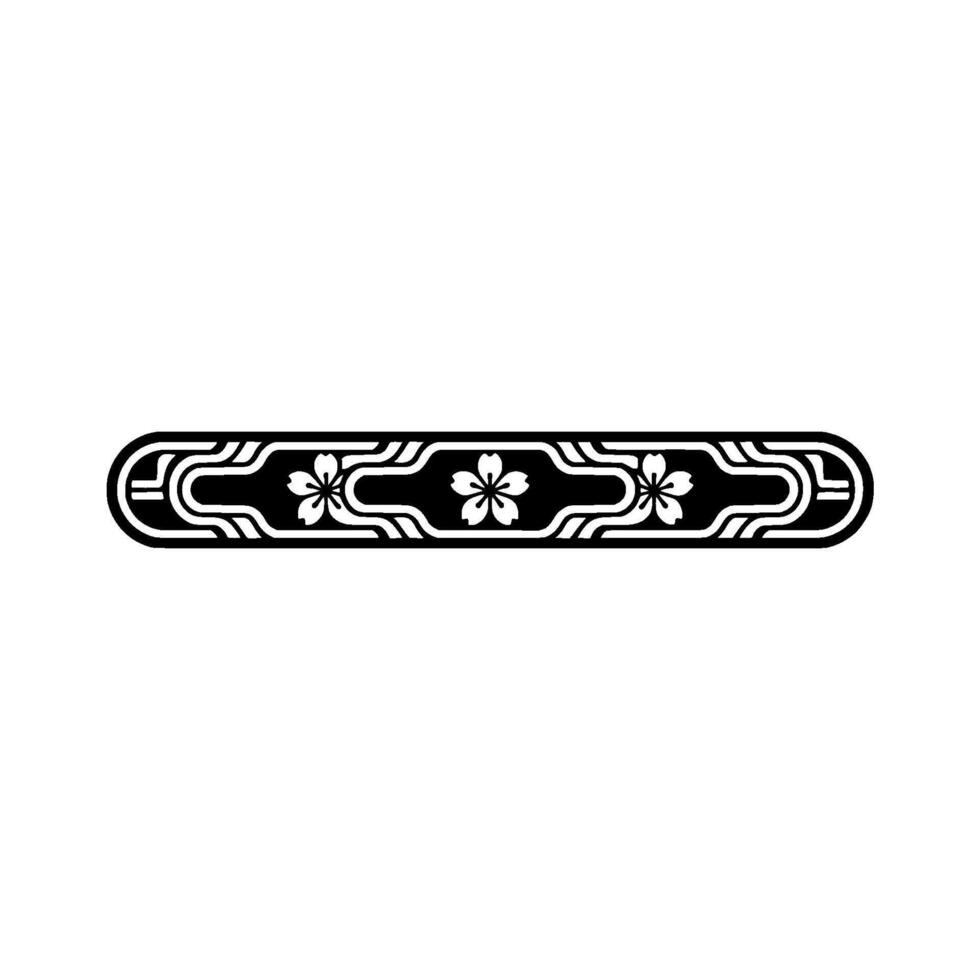 Elegant Black Sakura Floral Border. vector