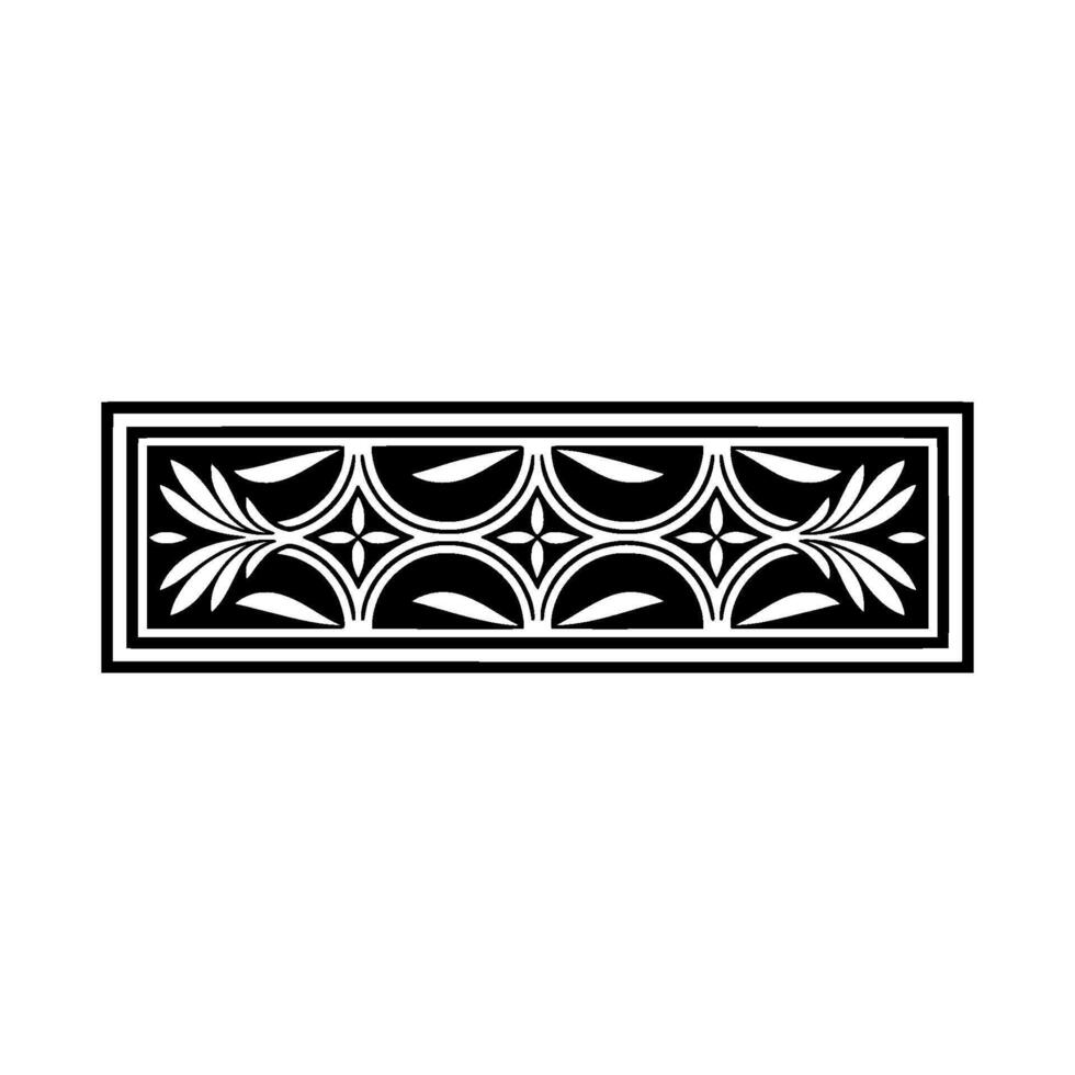 Ornamental Border Element, Black and White, Geometric Floral. vector
