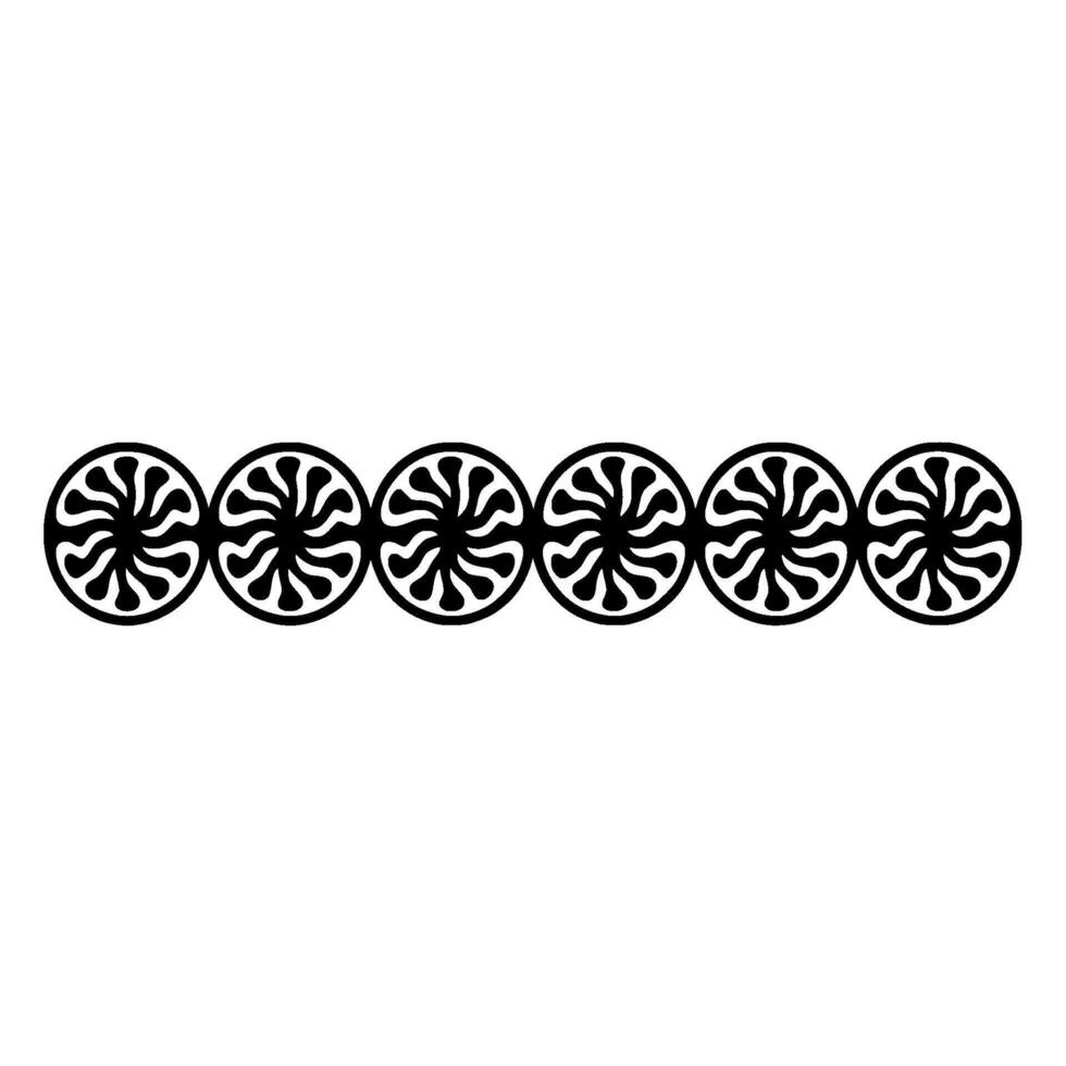 Black and White Circular Pattern Border on White Background. vector