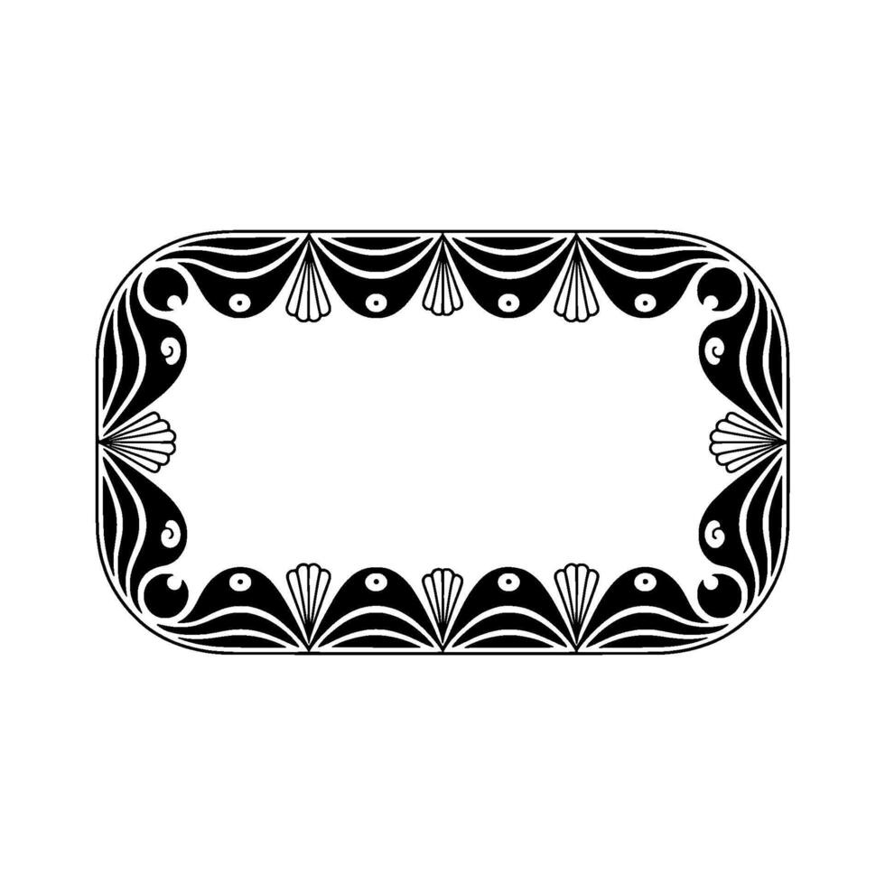Elegant Black White Art Deco Frame , Illustration, Border. vector
