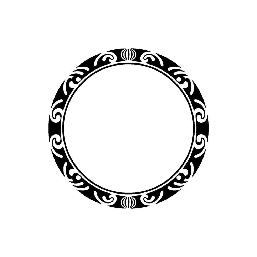 Elegant Circular Frame with Decorative Swirls on White Background. vector