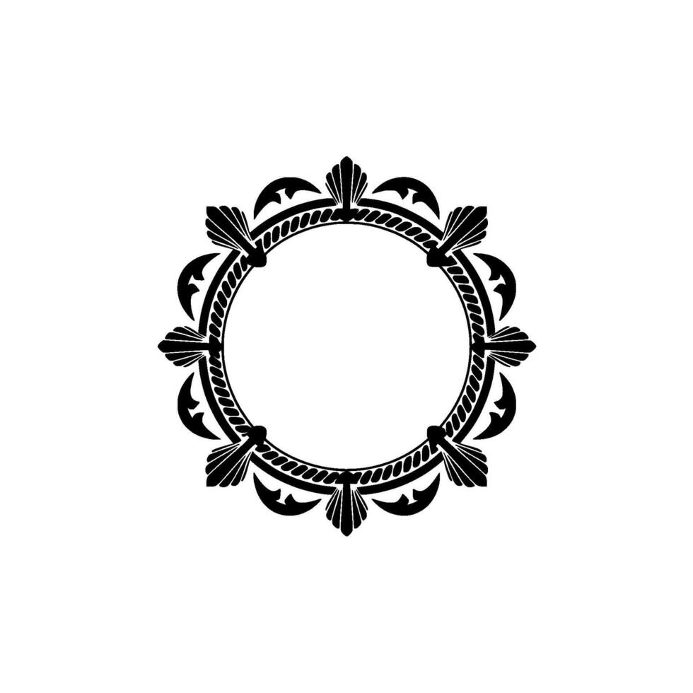 Elegant Black White Ornamental Circle Frame,-. vector
